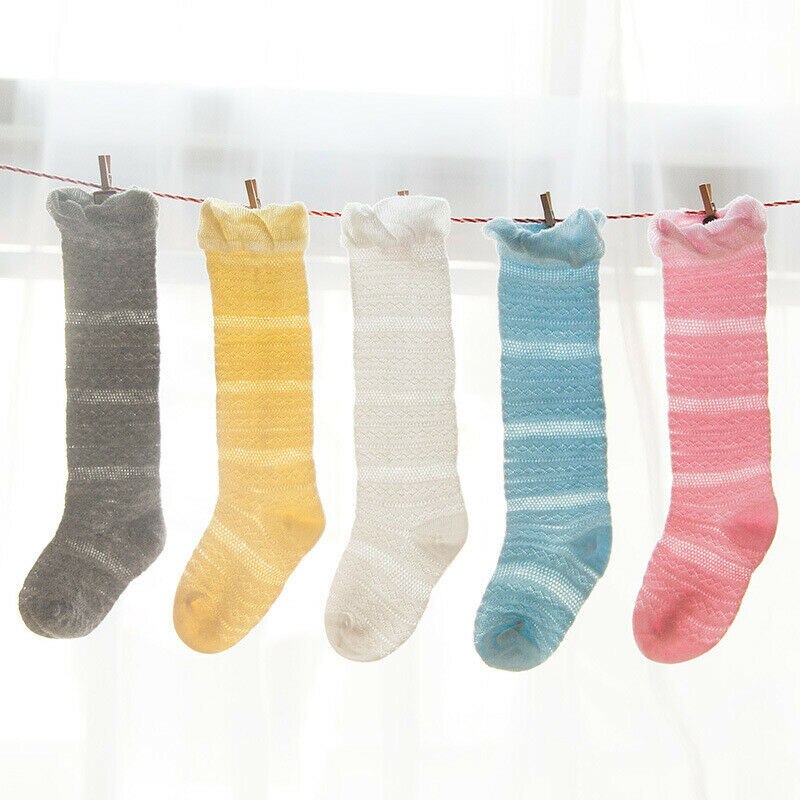 Baby piger sokker knæhøj med buer søde babysokker lange rør børnebenopvarmere 0-3m