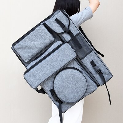 Waterproof 4k Large Art Bag For Drawing Board painting Set For Artist Students Art Set Sketching Tools Travel Bag Art Supplies: Gray