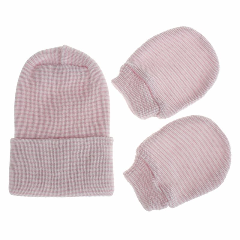 2 pièces bébé anti-rayures coton gants Double couches ensemble de chapeaux mitaines casquette Kits N1HB