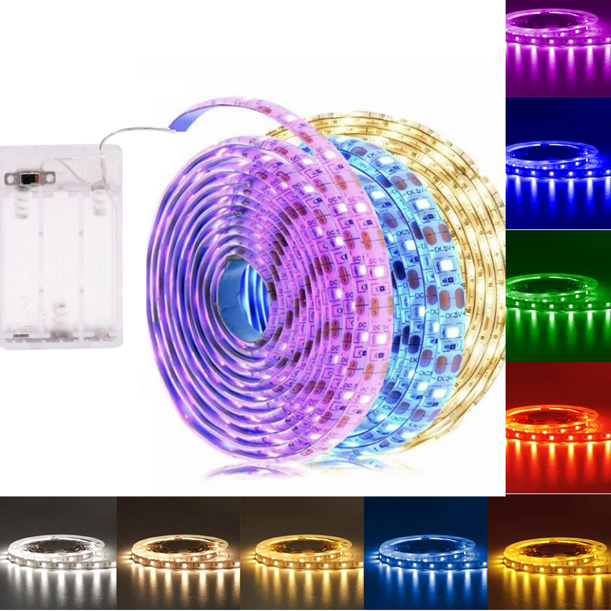 Batteri led-strimmellys 2835 stk . 60 stk. perler /m 5v 8mm boligindretning skab blå baggrundsbelysning lyserød natlampe