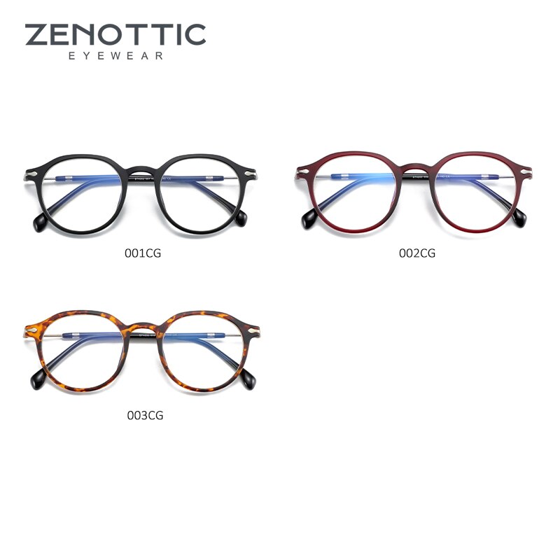 ZENOTTIC-Montura de gafas redondas de acetato Vintage para hombre y mujer, gafas graduadas de de lujo para miopía, óptica Retro
