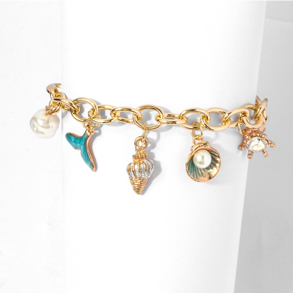 Boho multicolour Shell Anklets Starfish Conch Pendant Metal Anklet Bracelet On Leg Chain Summer Beach Accessories Anklet Fussket