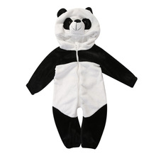 Pudcoco nyfødt baby nattøj hætte i ét stykke panda form langærmet baby lynlås sove- og legedragt
