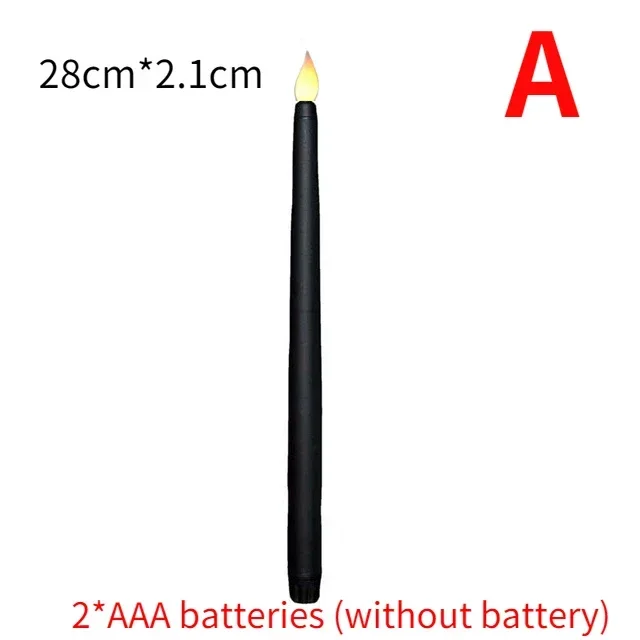 Long Christmas LED Candles Flameless Battery Powered Pointed Candle Light Church Flickering Candle Light Festival Party Decor: WHITE / Dark Khaki