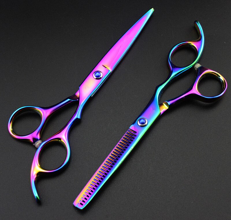 Professionele 6.0 Inch Japan 440c 6cr13 Paars Dunner Shears Schaar Snijden Kapper Cut Haar Schaar Set Kappers Schaar: set