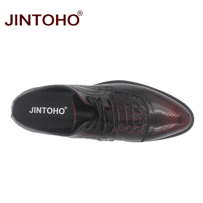 JINTOHO Pointed Toe Men Formal Shoes Breathable Men Dress Shoes Brand Men Leather Shoes Dress Men Moccasins