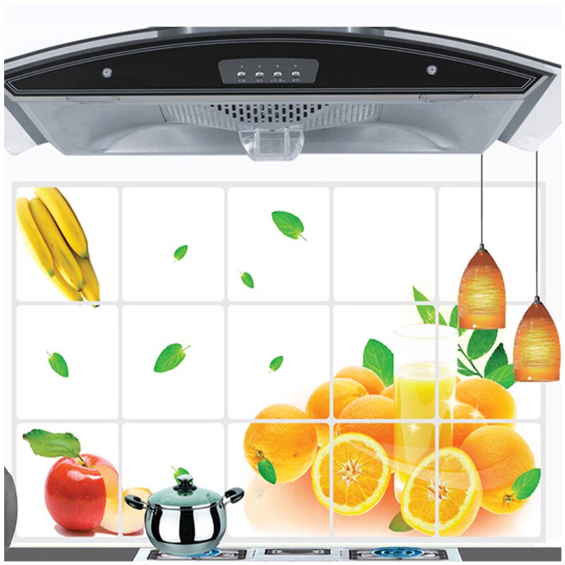Fresh Fruit Kitchen Stove Decoration Stickers Aluminum Foil Waterproof Oilproof Wall Stickers Self Adhesive Wallpapers Decals: Default Title