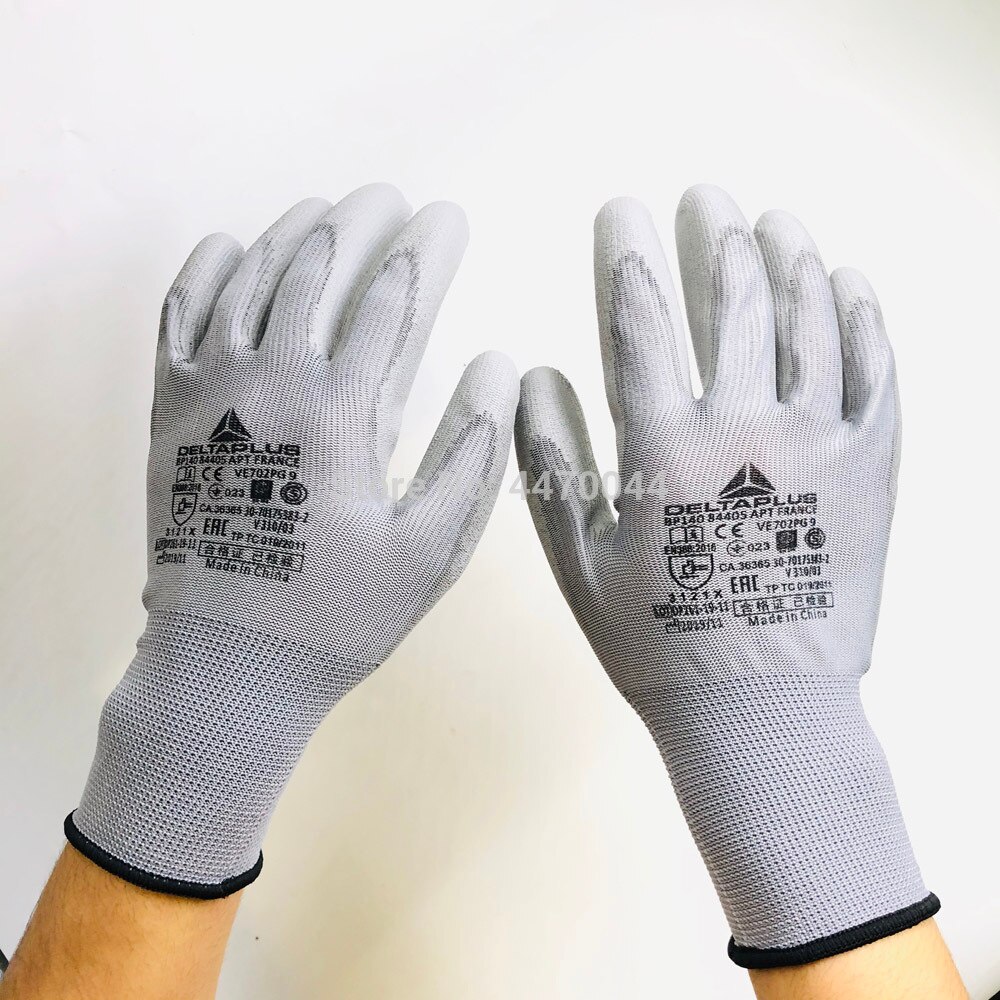 Guantes antiestáticos, guantes de trabajo electrónicos ESD, guantes de PU recubiertos de palma para el dedo, guantes protectores de dedos, herramientas de reparación de teléfonos