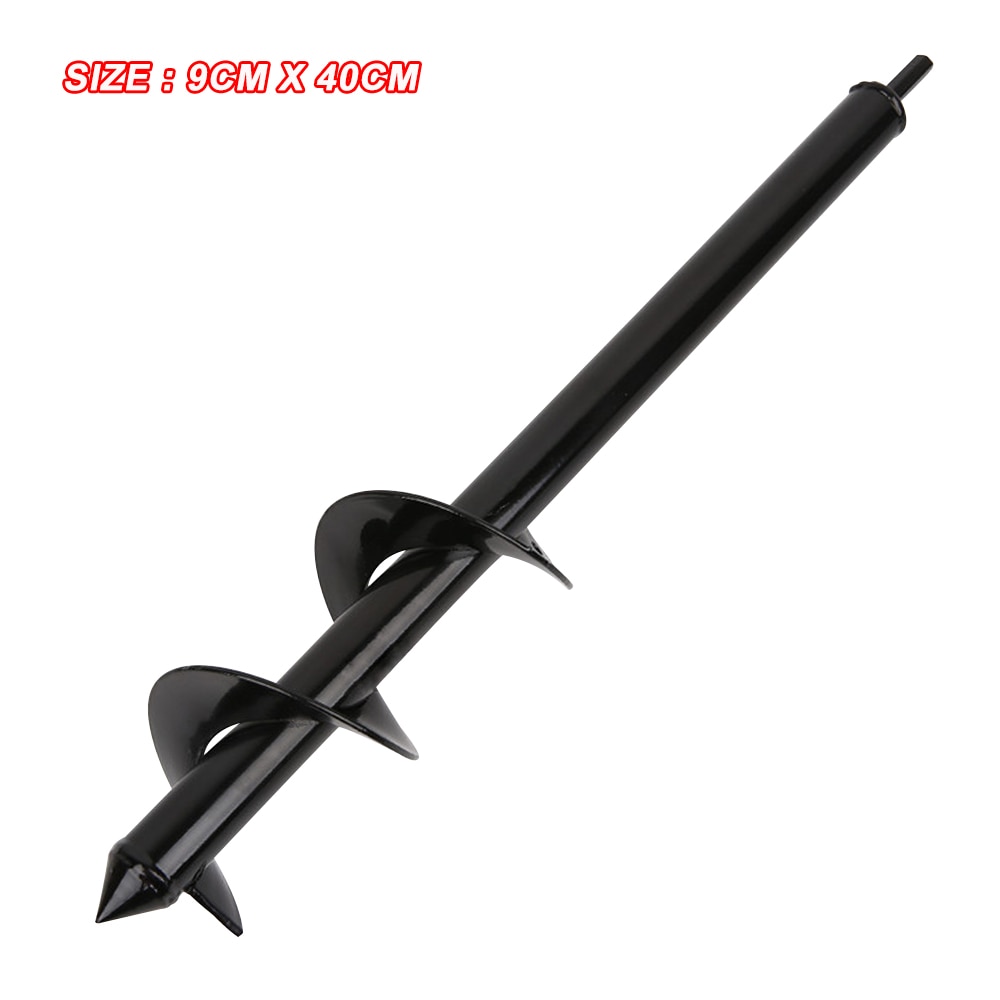 Plantador de jardín broca espiral flor bulbo eje hexagonal barrena Patio de jardinería plantado poste perforador herramientas 25-60cm 3: 9x40cm