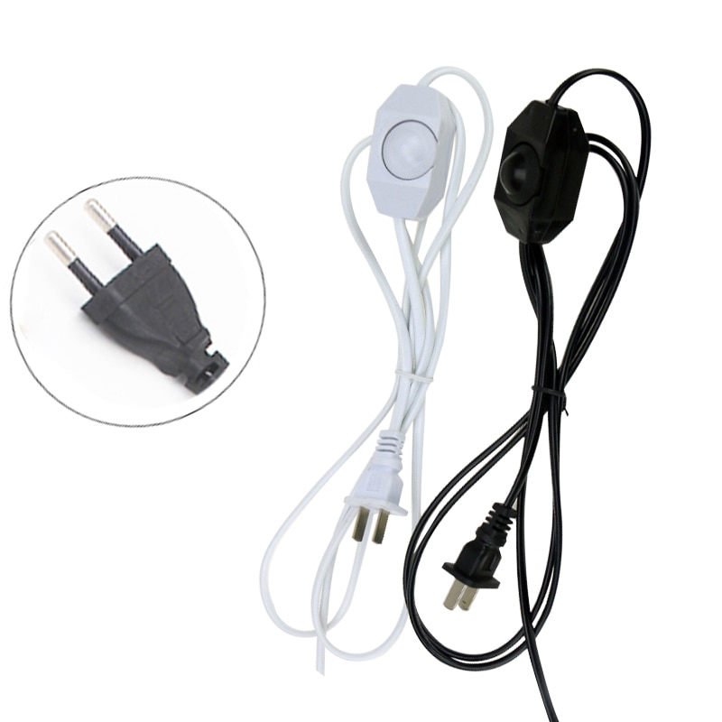 2 stk 60 watt lysdæmper lysomskifter stik strøm 1.8m ledning ledning kabel knap kontakt til led lampe bordlys eu stik