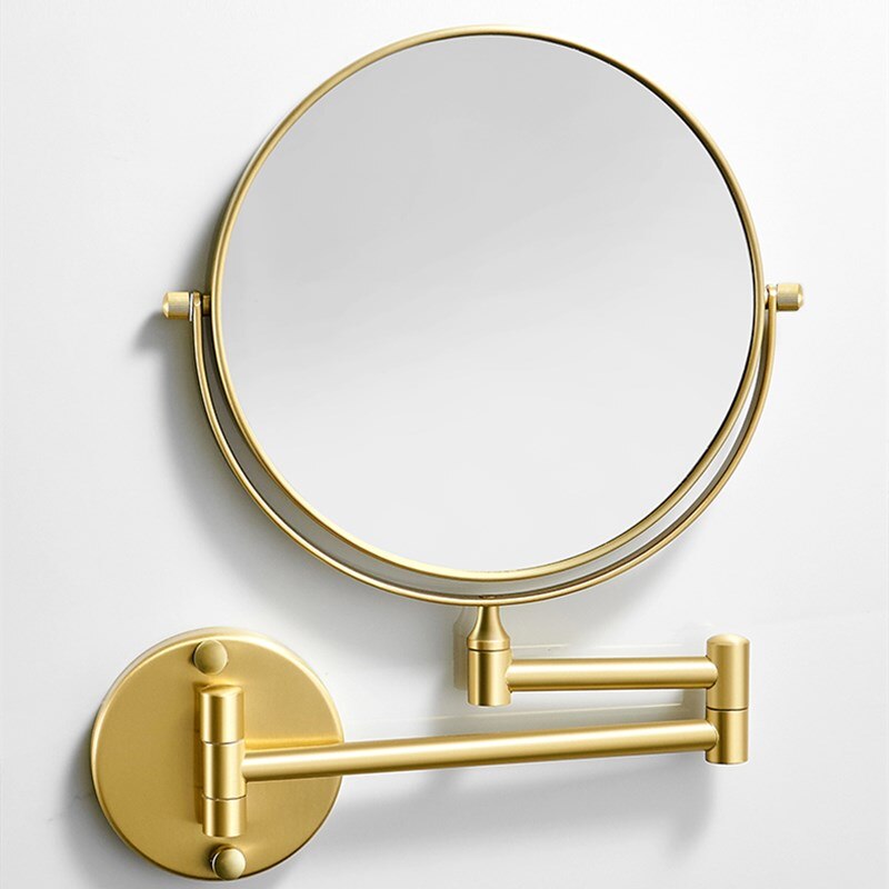 Liuyue makeup spejl kobber guld badeværelse spejle 3 x forstørrelses spejl folde barbering 8 "dobbelt side antik væg rundt spejl