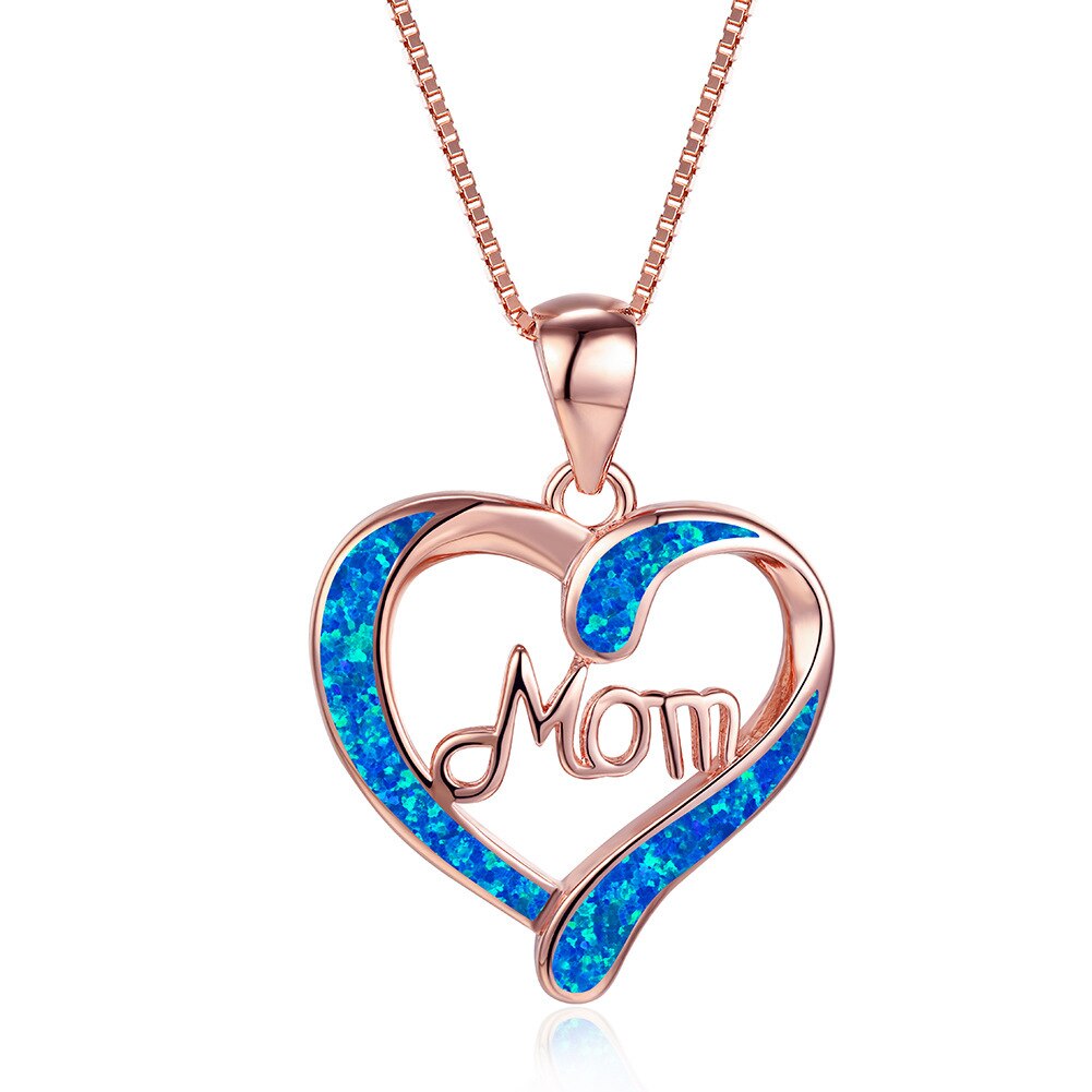 Mother's day necklace, women's jewelry, children's jewelry, mom letter heart pendant necklace, personality, creative mothers' day family jewelry: Rose gold