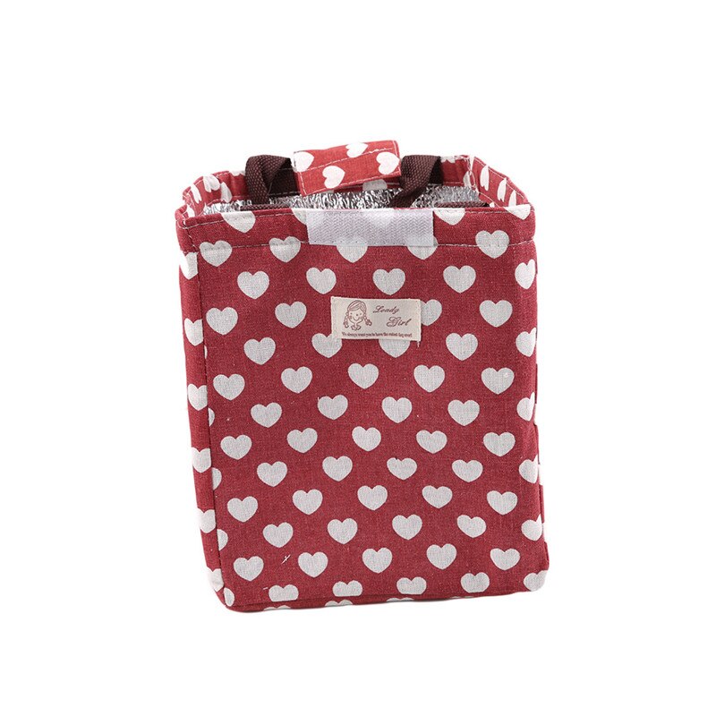 Female Lunch Food Box Bag Insulated Thermal Food Picnic Lunch Bags For Women Kids Men Cooler Tote Bag Case: Love