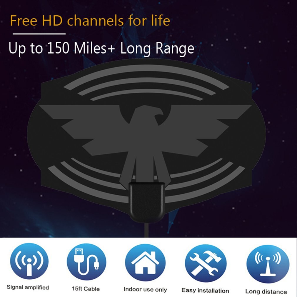 150 Mile Range Antenna TV Digital HD 4K Antena Digital Indoor HDTV Receiver 1080p Indoor Amplifier Signal Booster