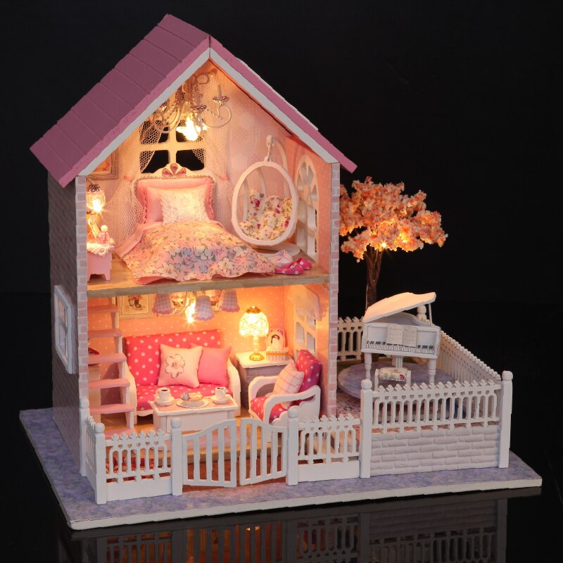 NETTE ZIMMER Neue Kunst DIY Puppenhaus Miniatur Holzspielzeug Puppenhaus Miniaturas Möbel Spielzeug Haus Puppe Spielzeug