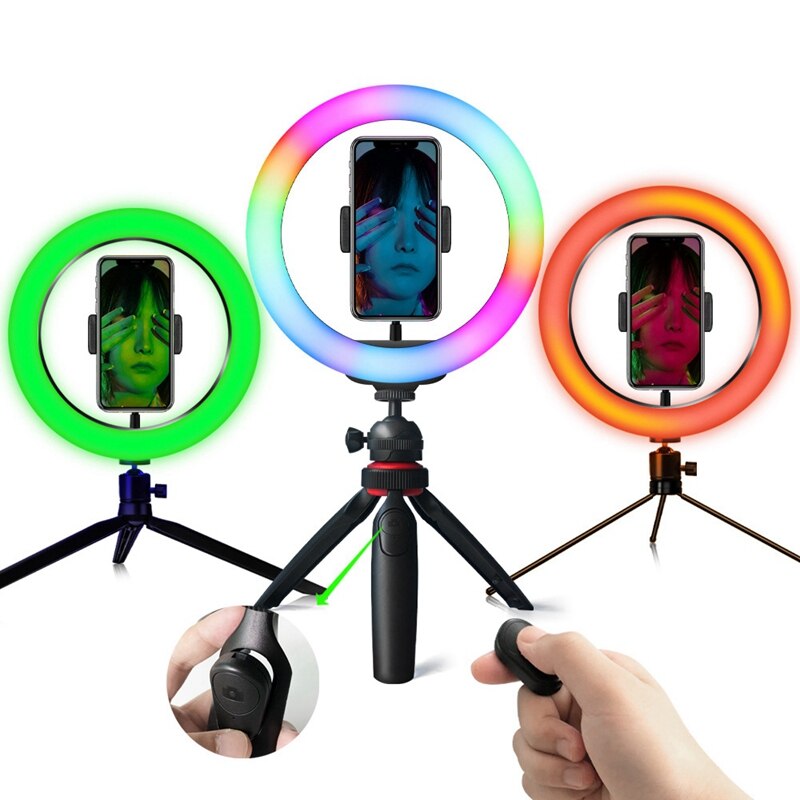 Led Ring Light With Tripod Colorful Phone Tripod Fill Light For Cellphone Video Photo Selfie Stick Ringlight With Stand