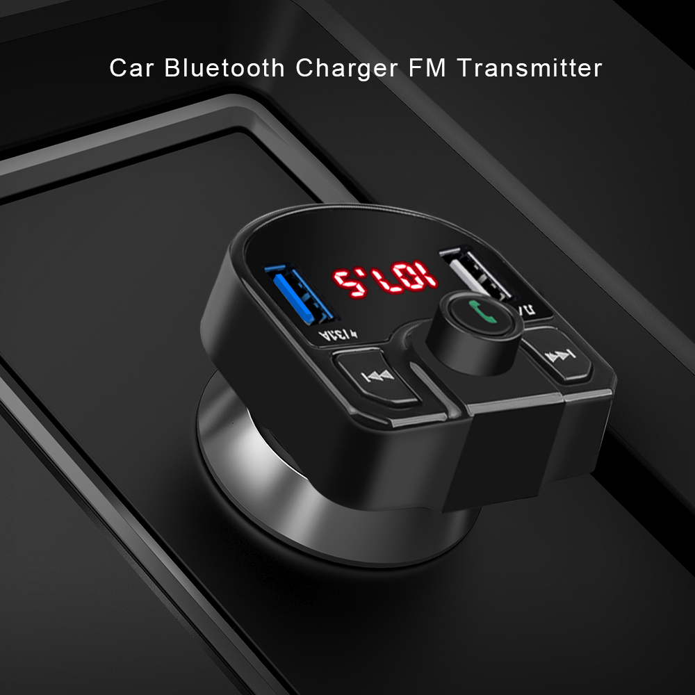 Bluetooth Auto Fm-zender Draadloze Handsfree Carkit Lcd Usb Aux Fm Modulator Auto MP3 Speler Dual Usb Charger Adapter