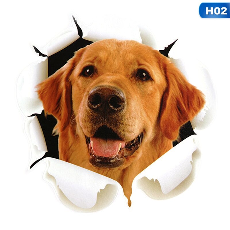 Pegatinas 3D para coche, Adhesivo de revestimiento 3D para gatos y perros grandes, adhesivo de gato para coche, pegatina de vinilo reflectante Animal, 1 Uds.: H02