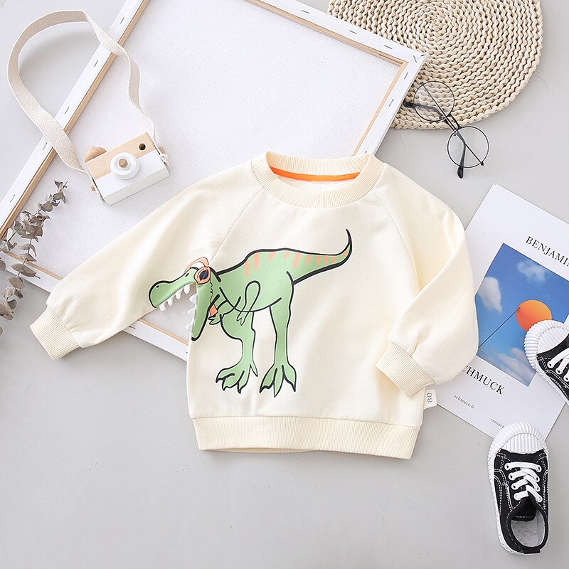 Tyrannosaurus Rex Sweatshirt Crew Neck Cartoon Children's Dinosaur Tops Boys Sweatshirt