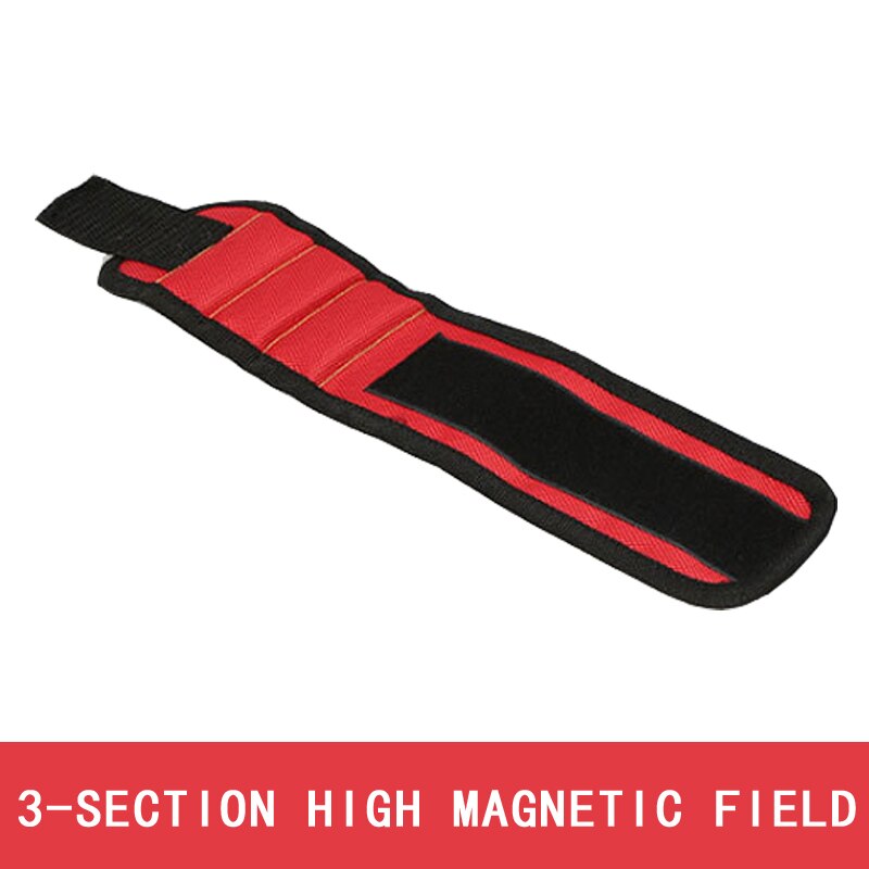 3-section magnetic electrical tool bag super suction woodworking wrist belt Oxford cloth wear-resistant magnet tool assistant: Red