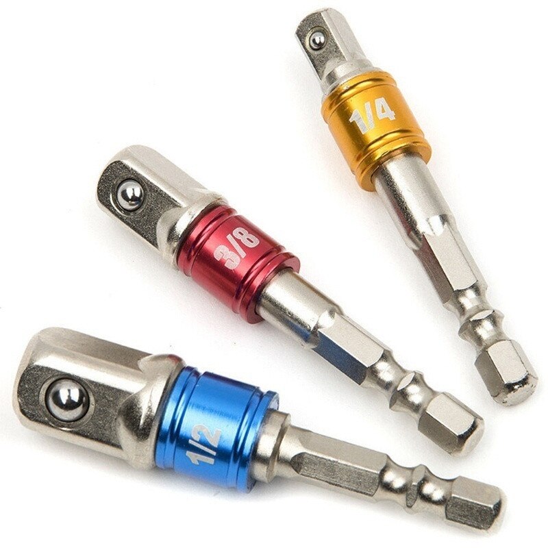3 Pcs 1/4 3/8 1/2 drive Sockets Adapter sets Dopsleutel Adapter Set Kleur veiligheid riem kraal post met stalen bal Multicolor @ 16