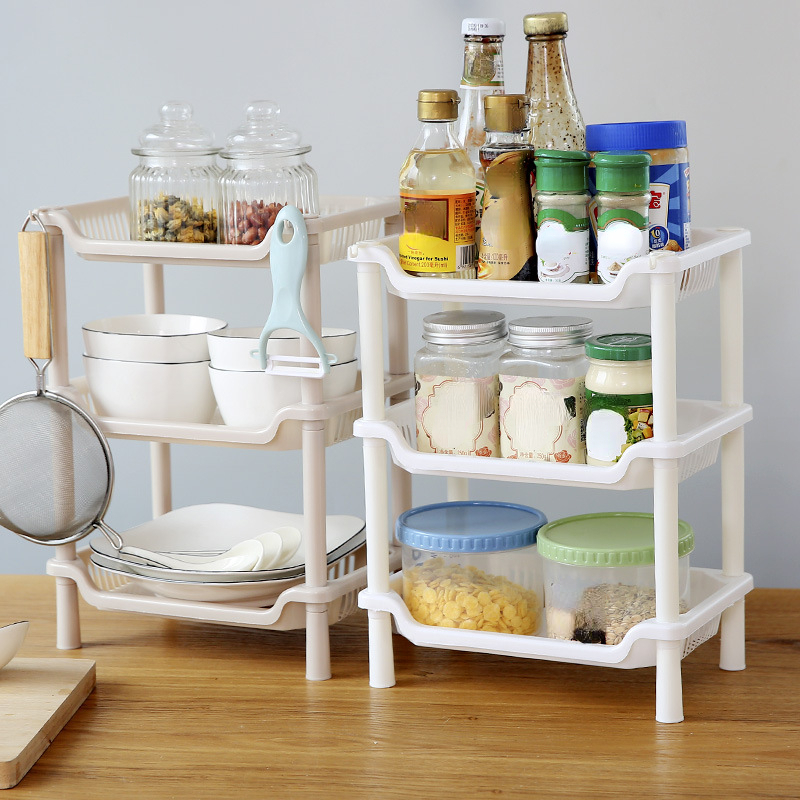 3-schichten Küche Lager Gestell Regal Kunststoff Montiert Kleinigkeiten Lebensmittel Regal Gericht Halfter Schlecht Organizer Zubehör