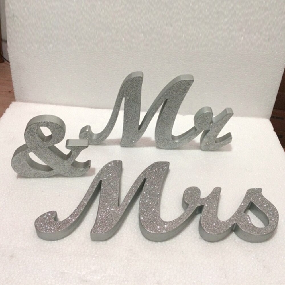 Herr & Frau Holz Buchstaben Hochzeit Dekoration Hochzeit Präsentieren (Silber)