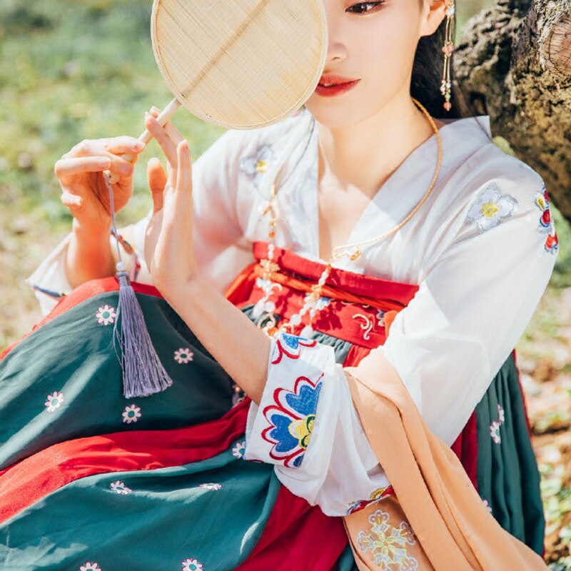 traje Hanfu Dinastía Tang vestido femenino antiguo chino danza folclórica tradicional ropa de etapa mujeres Hanfu DQL1683