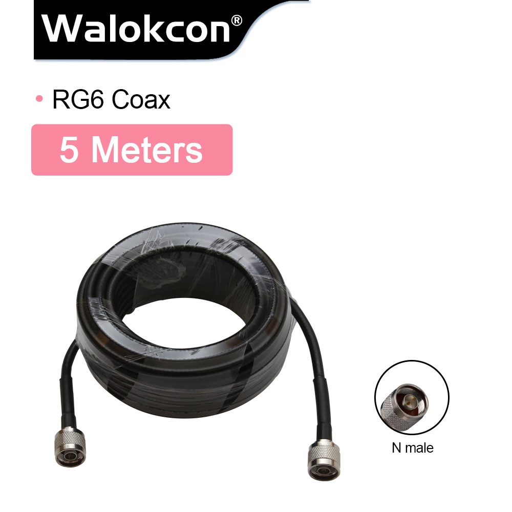 RG6 5D 5 metros Low Loss Cabo Coaxial 50ohm N Macho para N Macho Conector Do Cabo Coaxial Cabo de Comunicação Para Celular reforço de Sinal de telefone