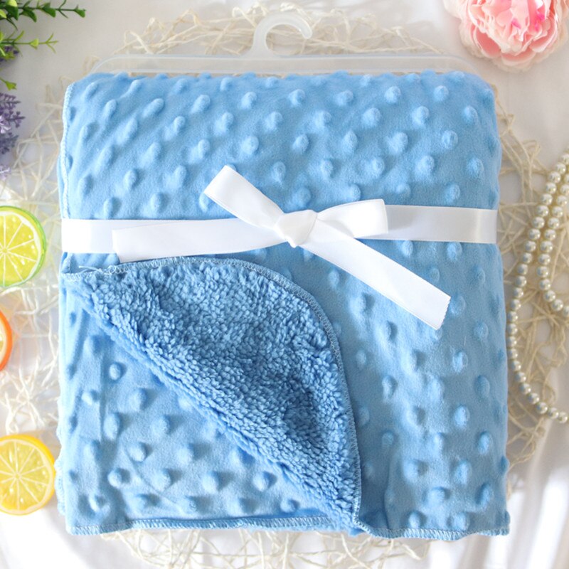 Mantas de franela 3D para bebé recién nacido, conjunto de ropa de cama sólida, funda para cochecito infantil, manta para niño y niña: Blue Dot