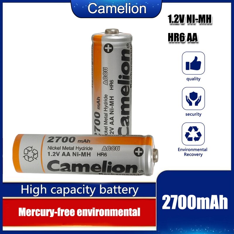 Camelion 2700mAh 1.2V AA Battery NiMH Ni-MH Rechargeable Battery Low self discharge high capacity