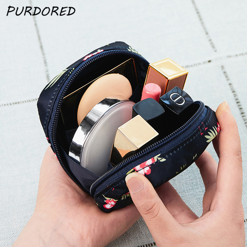 PURDORED 1 Pc Cartoon Mini Cosmetic Bag Waterproof Women Makeup Bag Travel Makeup Pouch Lipstick Organizer Case Trousse Neceser