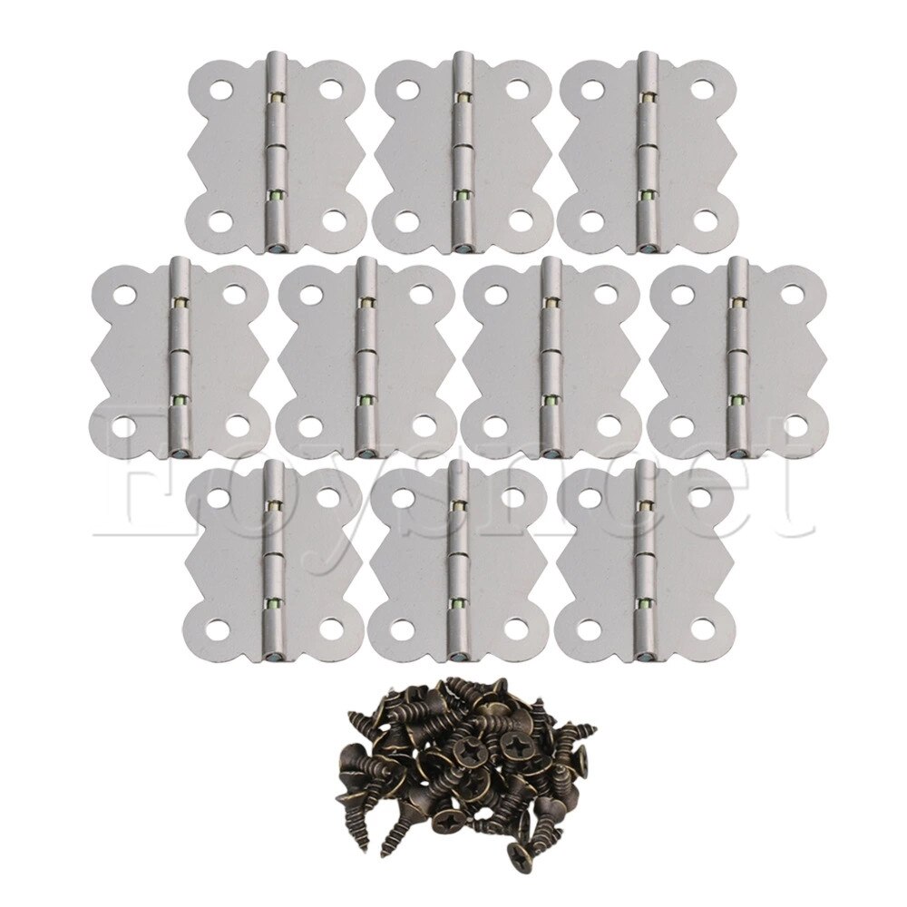 10 Pcs Mini Zilverkleurige Iron Vlinder Kichen Kastdeur Scharnieren Voor Kast
