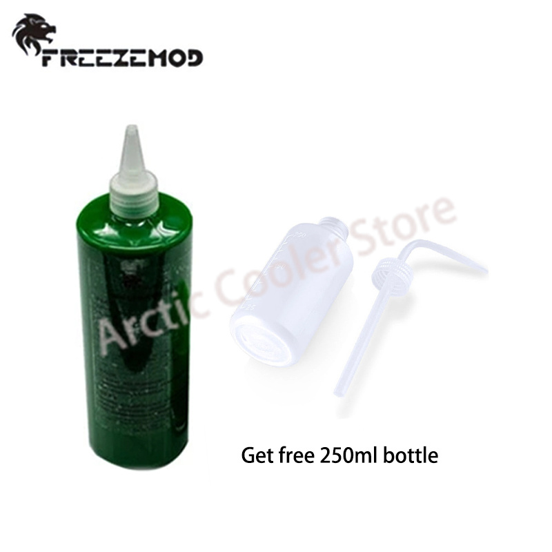 500ML PC Water Cooling Liquid Antu-Corrosion Deionized Water Coolant with 250ML Bottle Blue/Red/Green/Transparent: Green(UV)