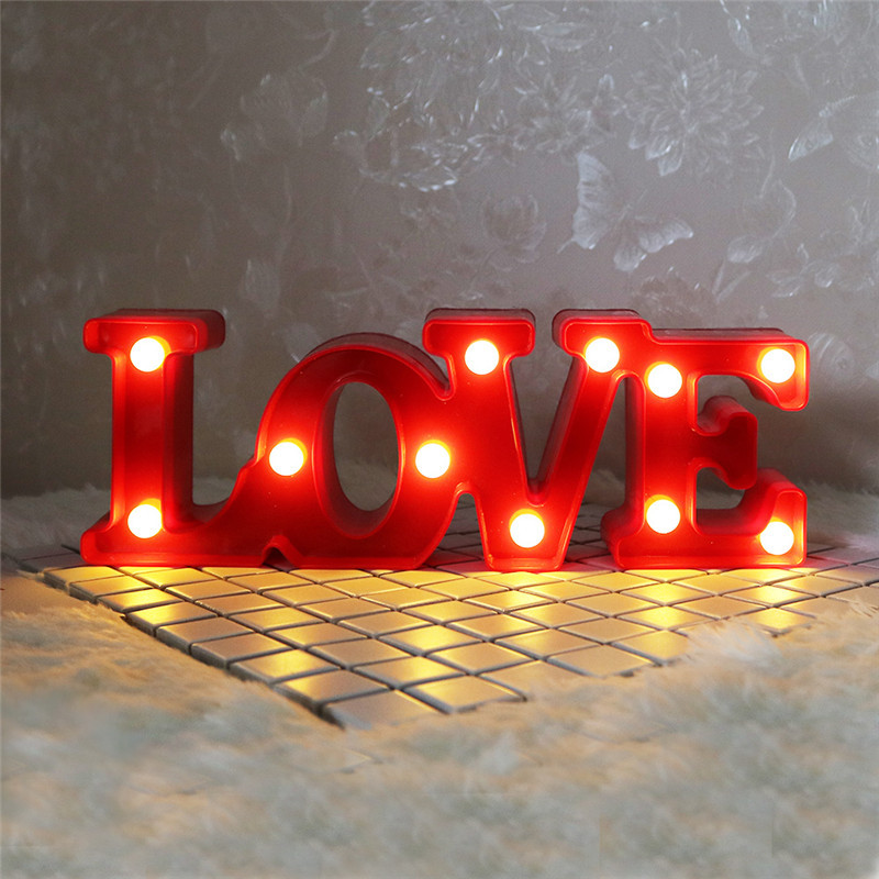 3D amour coeur chapiteau lettre lampes intérieur noël lampes décoratives LED veilleuse décor de mariage romantique saint valentin: MARRON