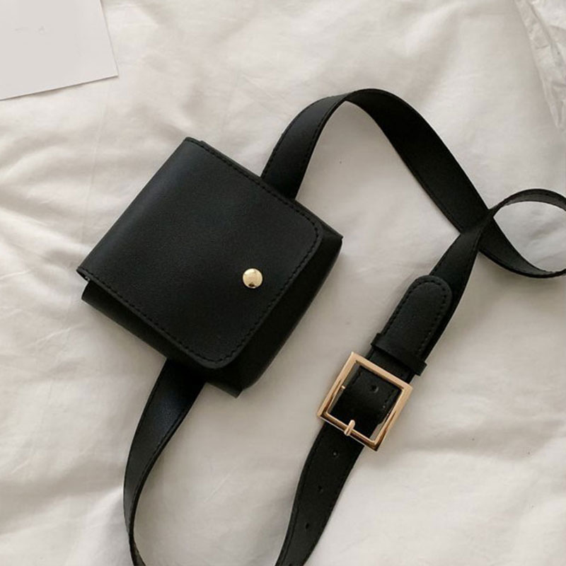 PU Chest Bag Fanny Pack Women Shoulder Waist Belt Bag Solid Color Casual Belt Crossbody Pocket Phone Murse Purse