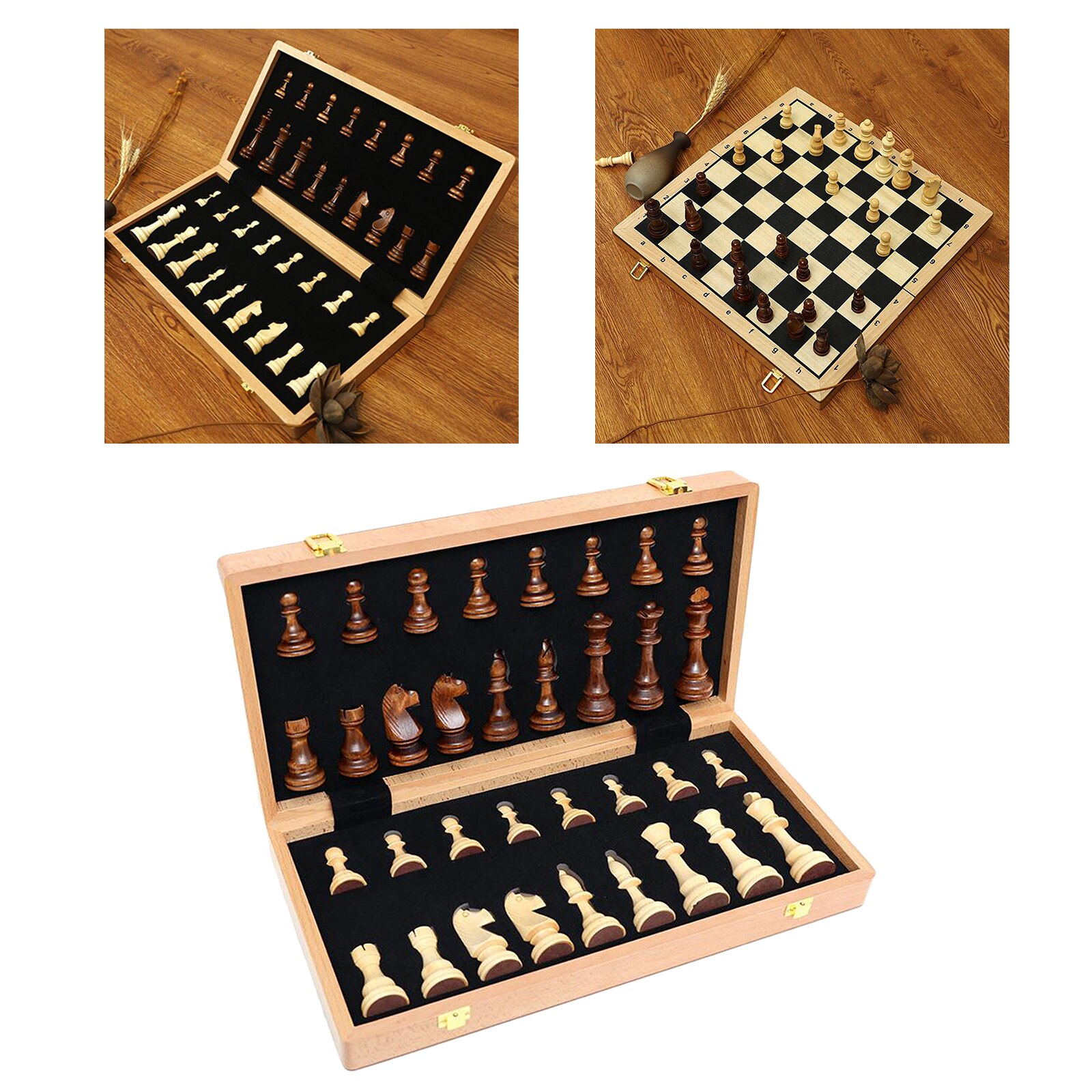 Chess Set Handmade Chess Pieces Foldable Chess Board,Storage Inside Chess Game for Kids Adult