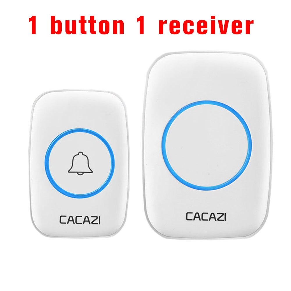 Home Wireless Doorbell Smart Calling Bell Waterproof 300M Remote Battery Button 60 Chimes 5 Volume Intelligent Door Bell Chime: White / UK Plug