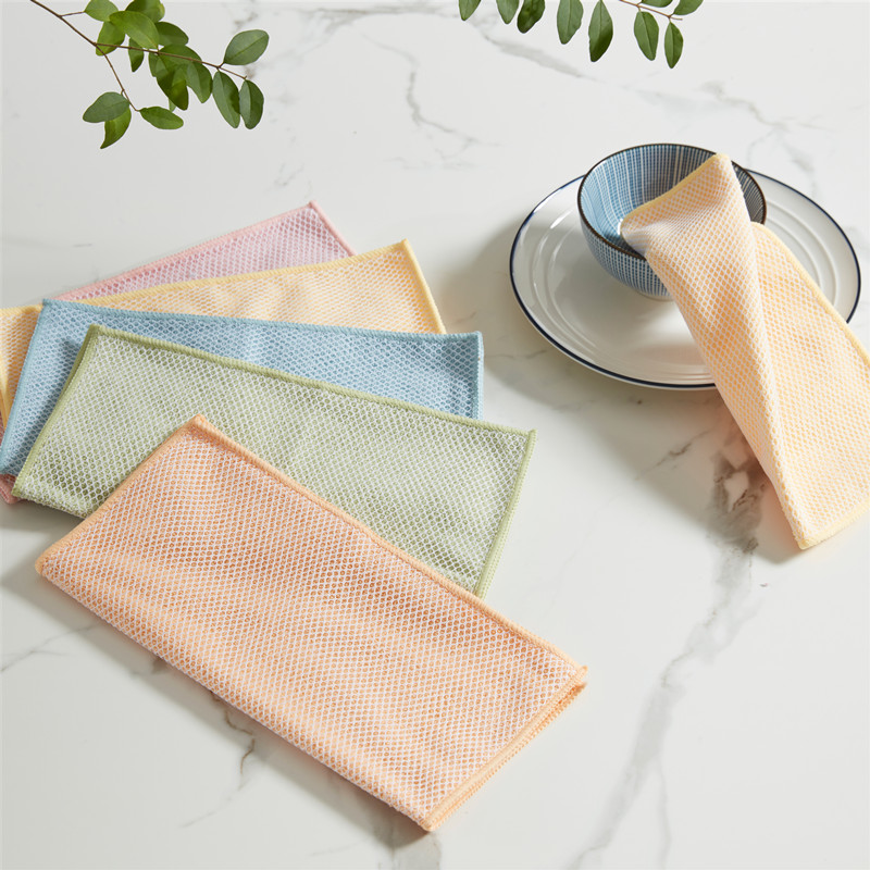 3 stk mikrofiberklud til opvask køkkenhåndklæde mikrofiberhåndklæde køkkenopvaske med nylonnet stærk renseklud