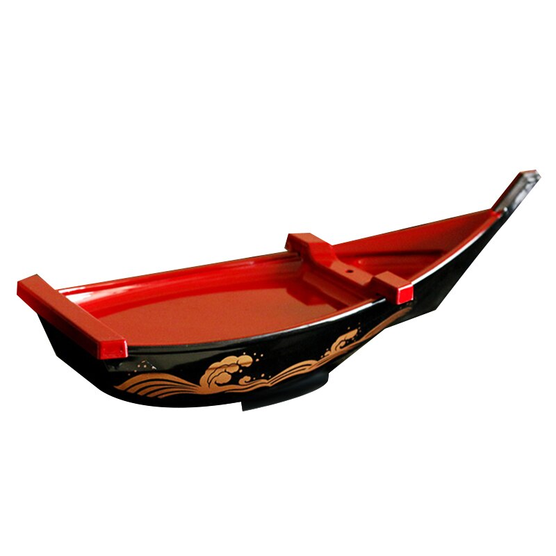 -ABS Black Red Sushi Sashimi Boat Ice Food Seafood Plate Salmon Sashimi Tray Japanese Food Container Sushi Decor: Default Title