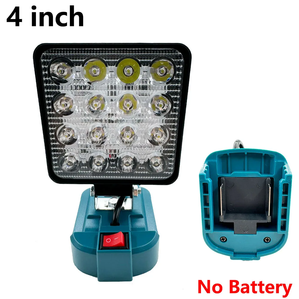 Led-arbeidslys for makita 14.4v 18v li-ion-batteri 3/4 tommer med usb utendørs lommelykt lanterne campinglampe nødlys: Rosa