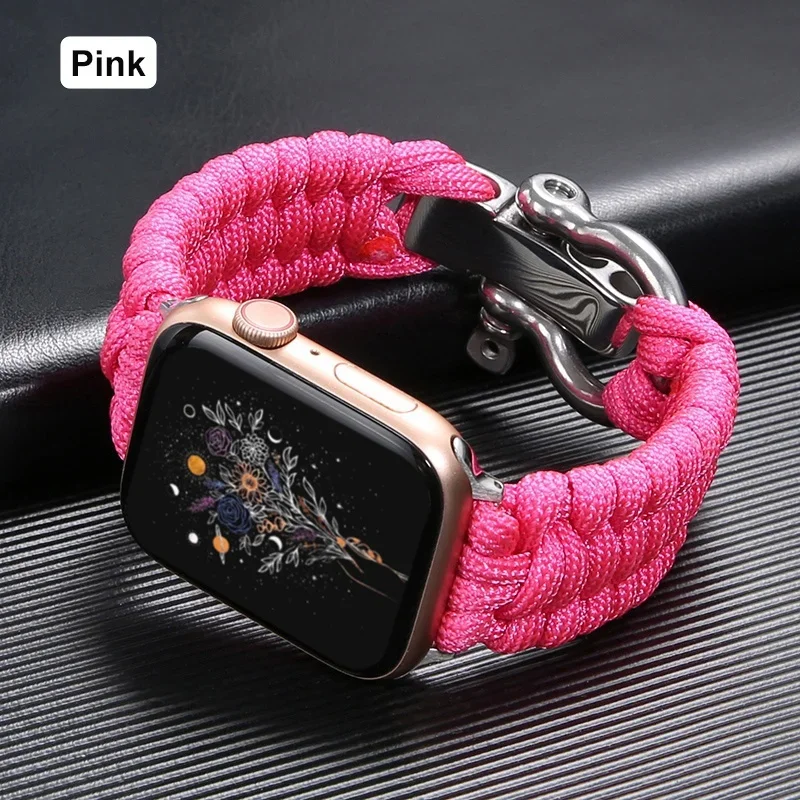 Survival Outdoor Braided Band for Apple Watch 49MM 45mm 44mm 42mm Rope Strap for Iwatch 7 6 5 4 8 9 SE 40mm 41mm Nylon Bracelet: XS / Midnight Blue