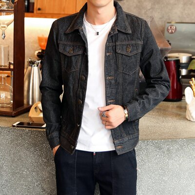 Pevsn Lente Herfst Heren Denim Jas Heren Trendy Bomber Dunne Ripped Denim Jas Mannelijke Cowboy Jeans Jassen 4XL, TA341: Black / M