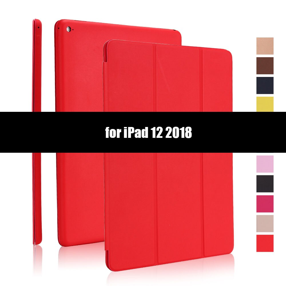 Ultradunne smart case cover voor ipad pro 12.9 12.9 inch magnetische pu-leren opvouwbare folio-hoes voor ipad 12.9: Rood -2