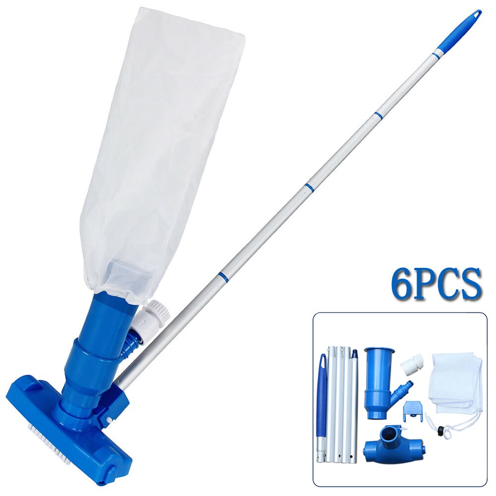 Swimming Pool Vacuum Cleaner Brush Cleaner Tool Above Ground Pond Fountain Vacuum Zooplankton Body Brush Detachable Cleaning Set: with blue