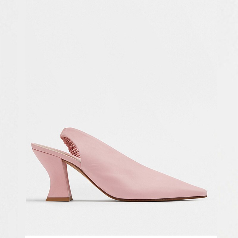 Roze Vierkante Neus Hoge Hakken Vrouwen Retro Effen Kleur Slingback Sandalen Vrouwen Lente/Zomer Mode Vrouwelijke schoenen: Roze / 9