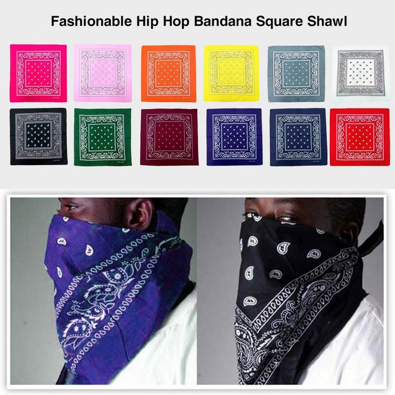 Bandana de style Hip Hop, châle carré de 55Cm, bandeau Paisley imprimé en noir et rouge pour femmes, hommes, garçons et filles,