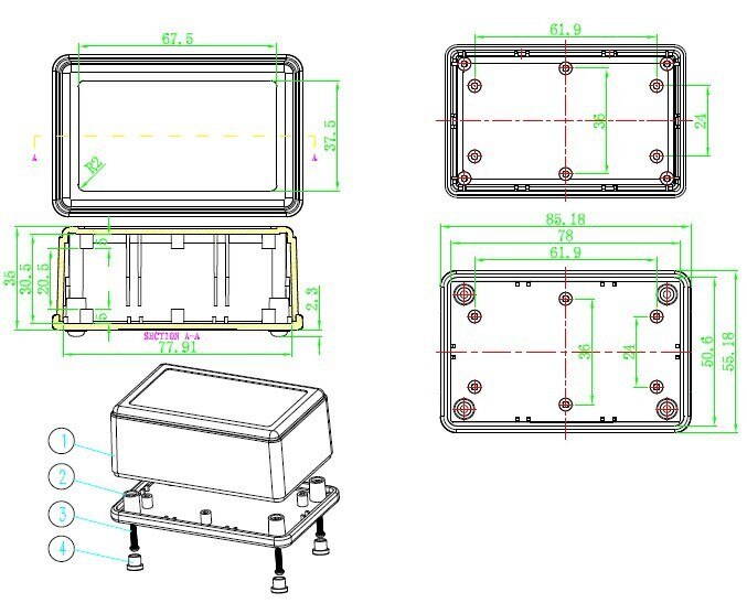 85*55*35mm plastic electronics project box abs housing DIY junction box industry mini electrical instrument switch outlet box