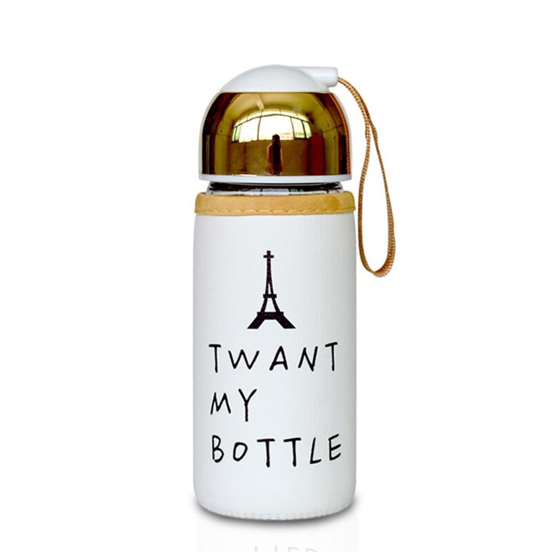 Upspirit 420mL Golden Glass Bottle with Cover Water Drinking Kettle Tumbler Portable Travel Tour Sport Protein Shaker Drinkware