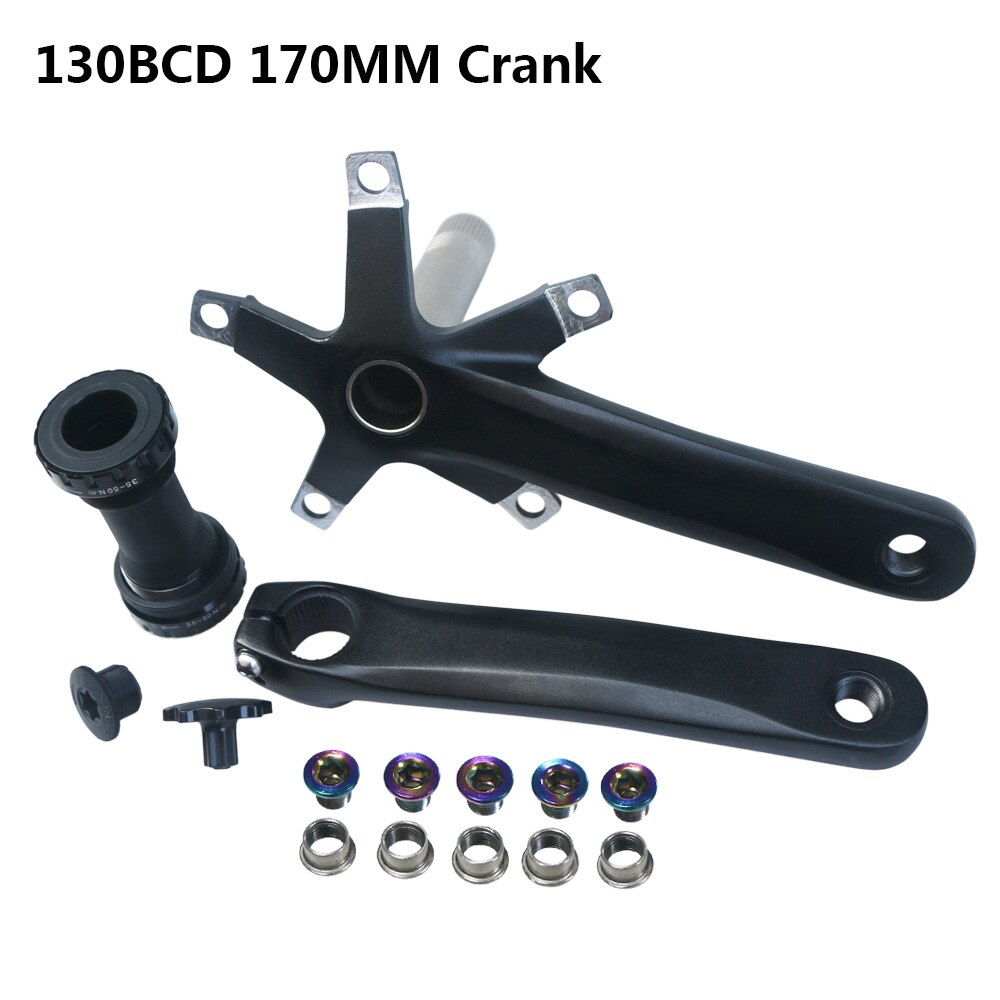 130BCD Fiets Crankstel 130 Bcd 152 165 170 Lengte Krukken Set Racefiets Hollow Integrale Crank Arm Vouwfiets Bb trapas: 170 Crank with BB